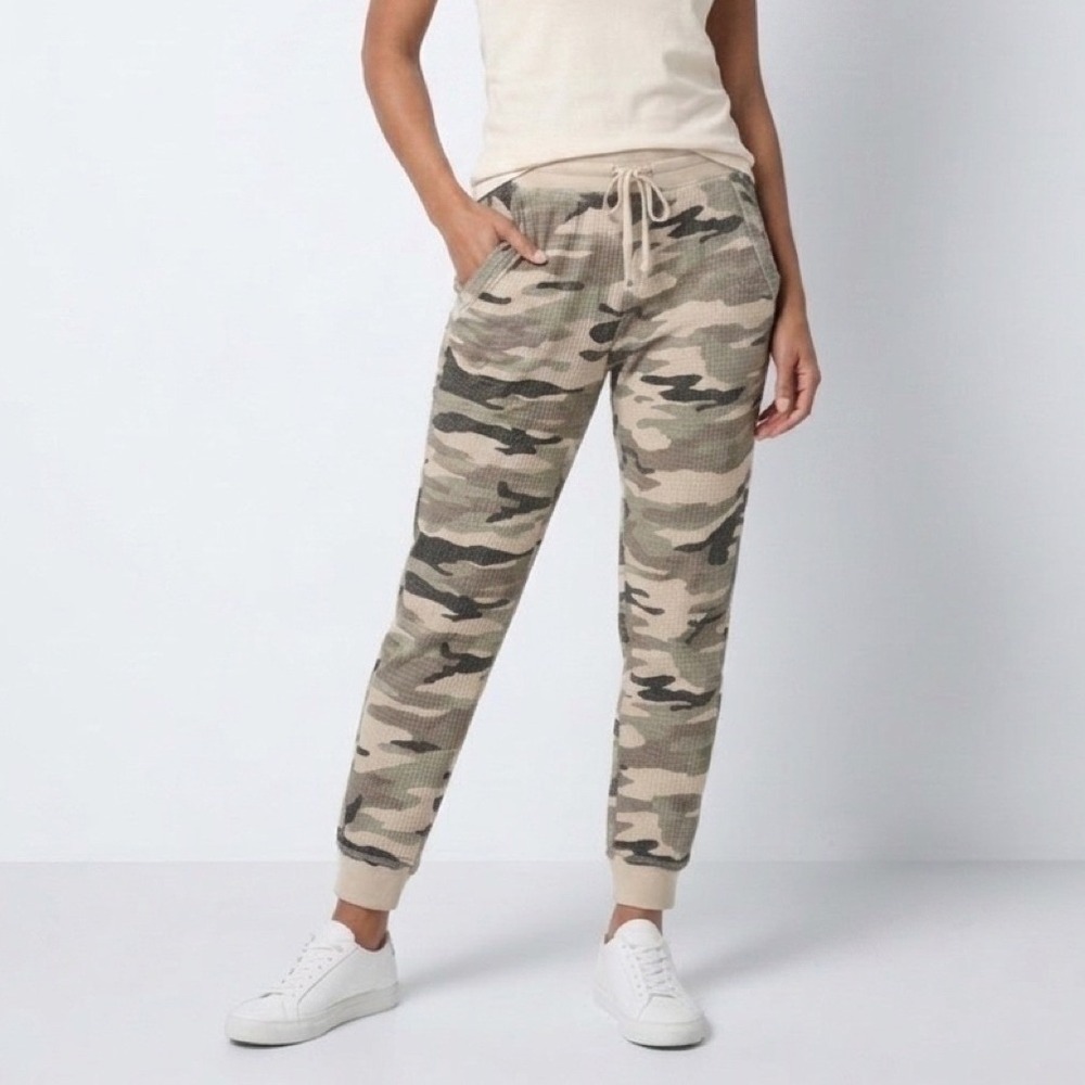 Dylan Joggers‎ Womens Small Tan Camo Waffle Knit Drawstring Lounge Pants